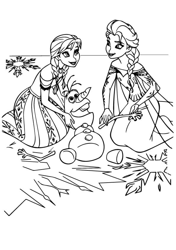 Anna y Elsa Construyendo a Olaf