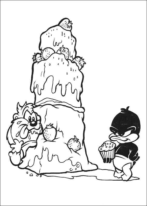 Bebé Taz Y Daffy Con Pastel Grande