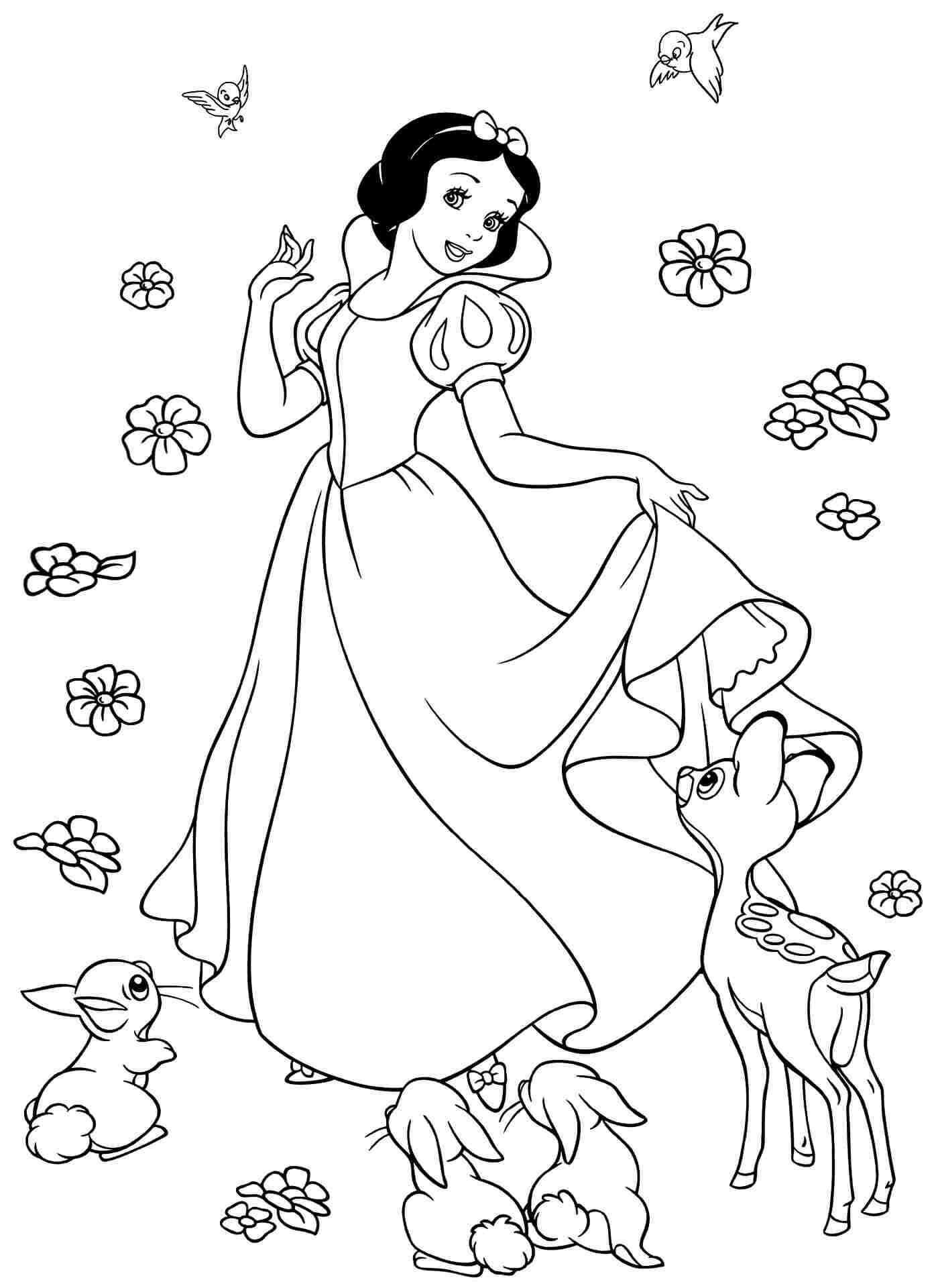 Blancanieves con Flores y Animales