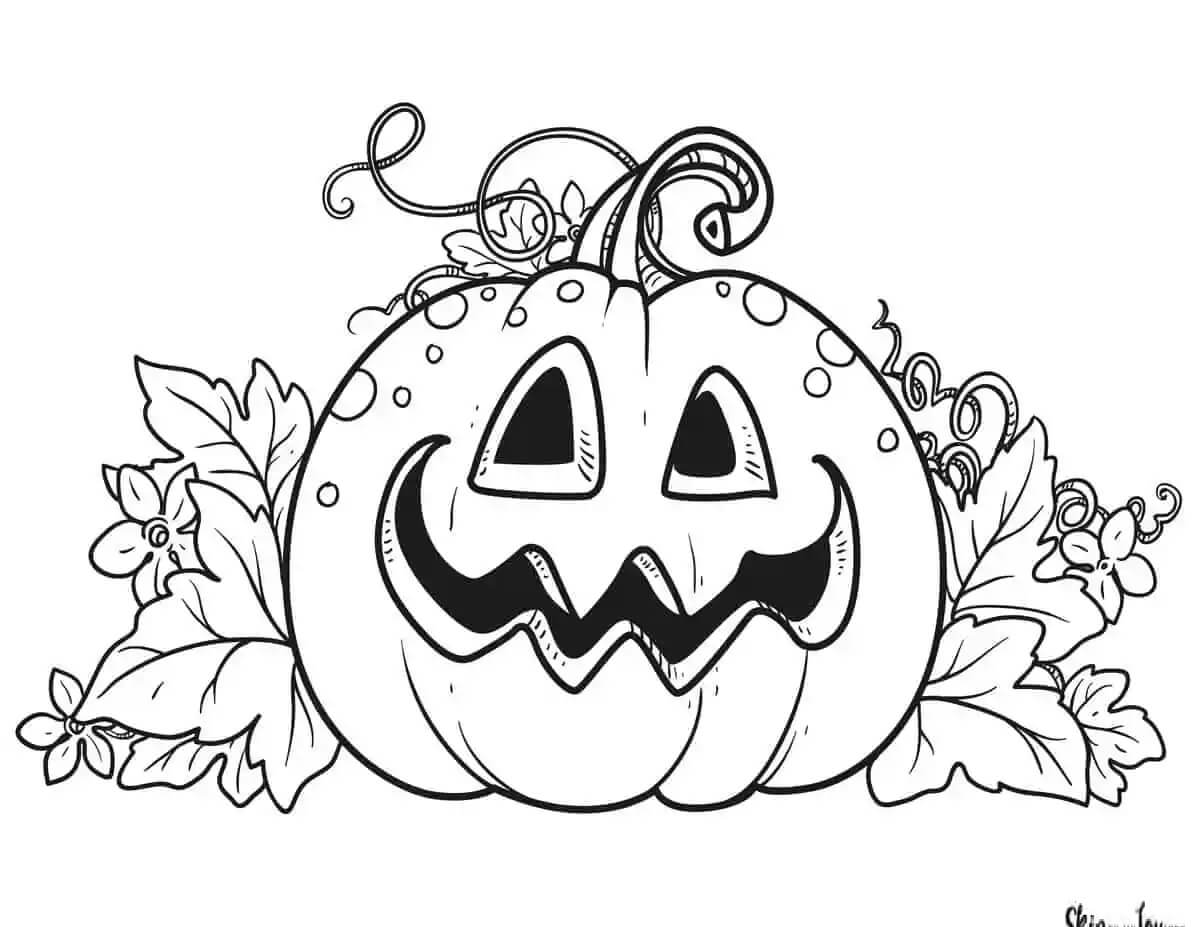 Calabaza con Hoja y Flores