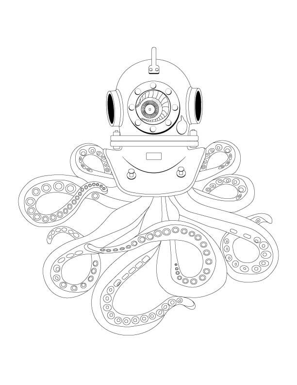 Casco de Buceo Antiguo con Pulpo