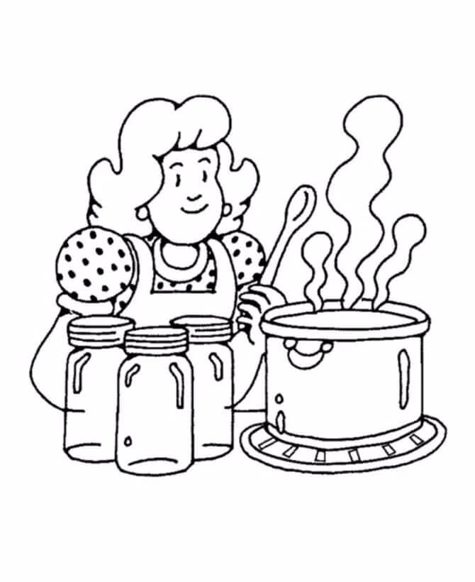 Chica Cocinando en la Cocina