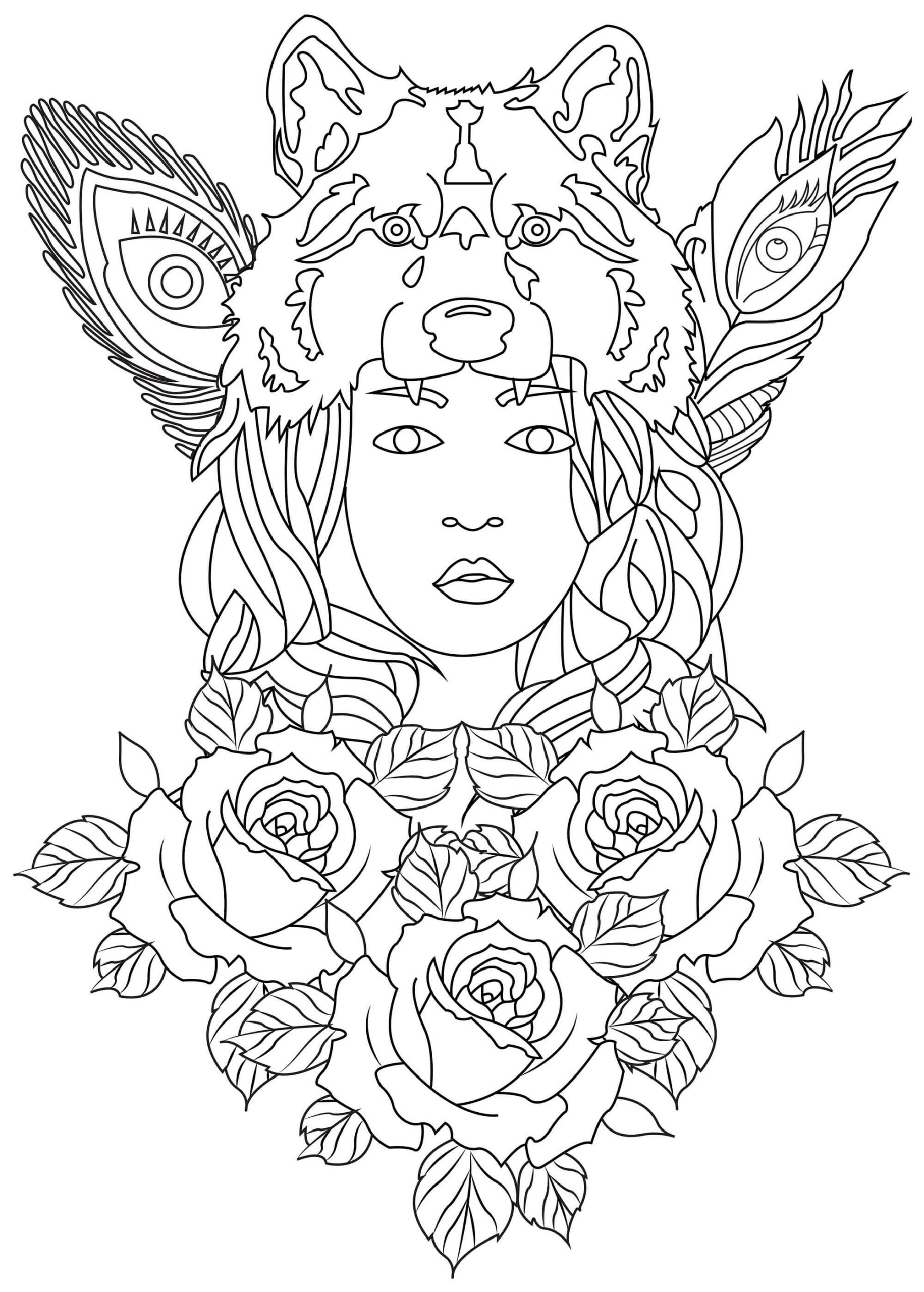 Chica Lobo con Rosas