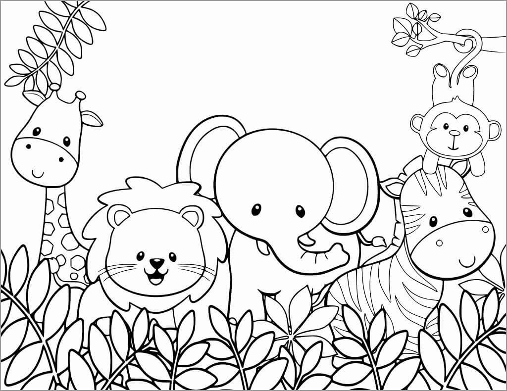 Cinco Animales en el Zoológico