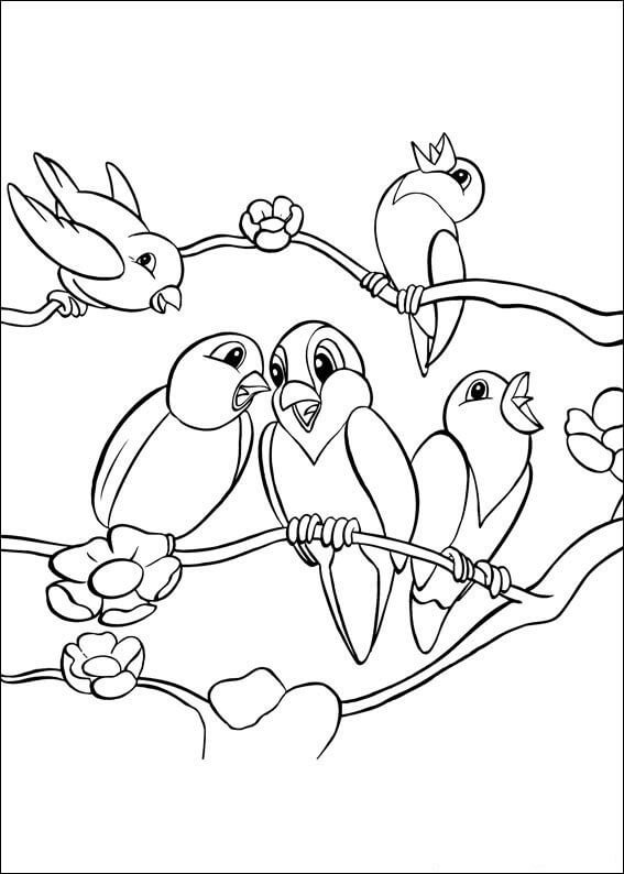 Cinco loros en Árbol de Rama