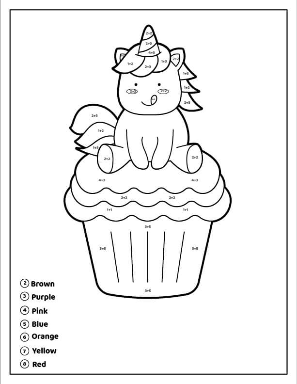 Colorear por Números Cupcake de Unicornio