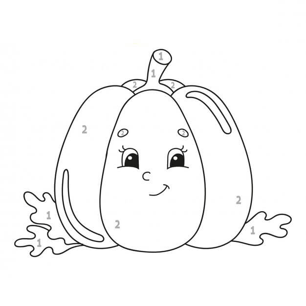 Colorear por Números una Calabaza Sonriente
