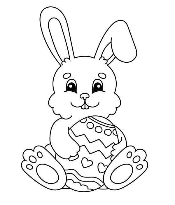 Conejo que Sostiene el Huevo de Pascua en Primavera
