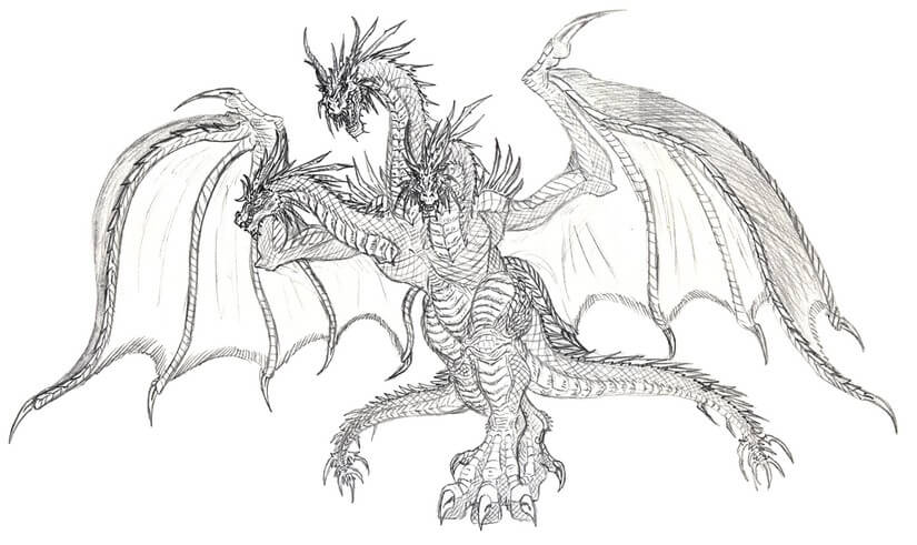 Dibujo Ghidorah