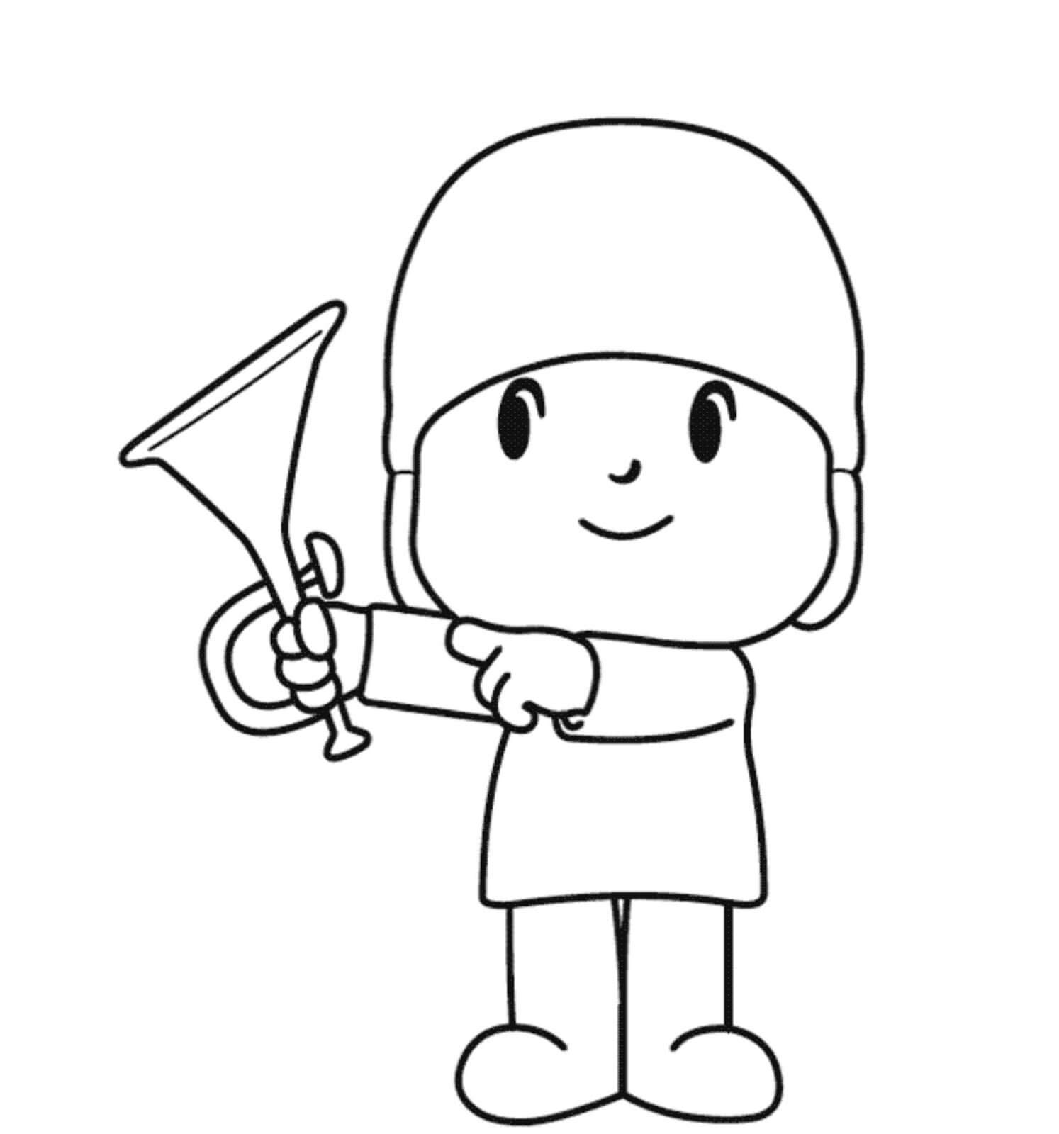 Dibujo Pocoyó con Trompeta