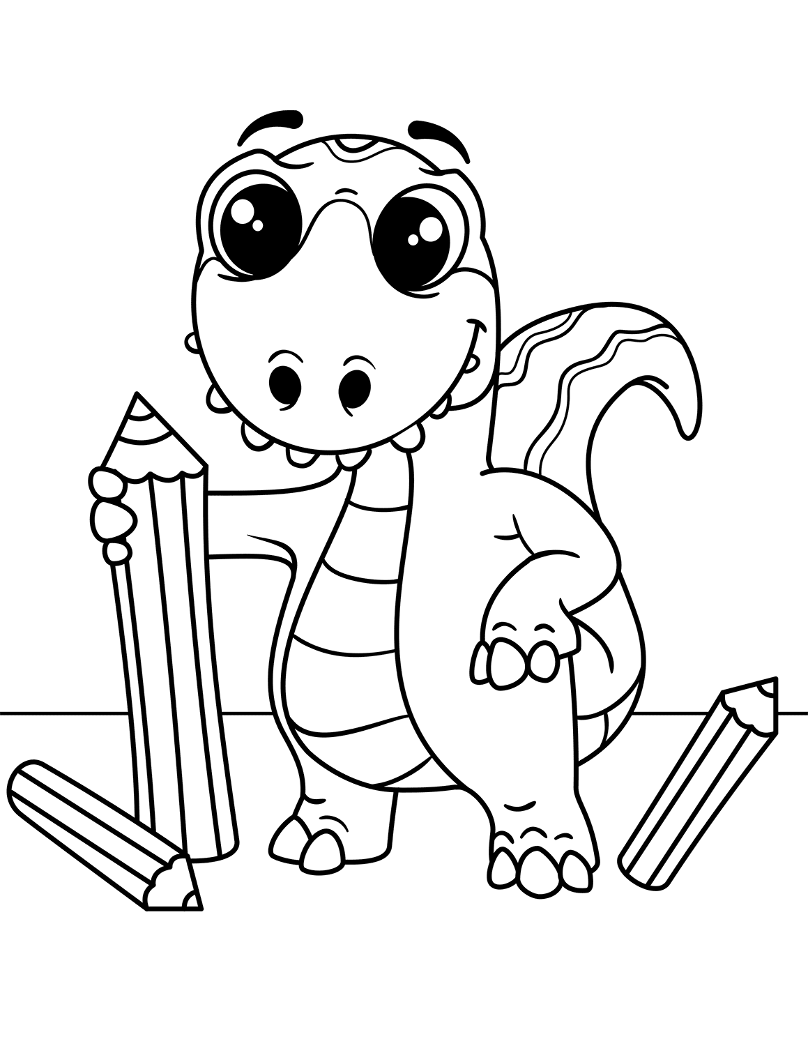 Dinosaurio Bebé Con Lápices