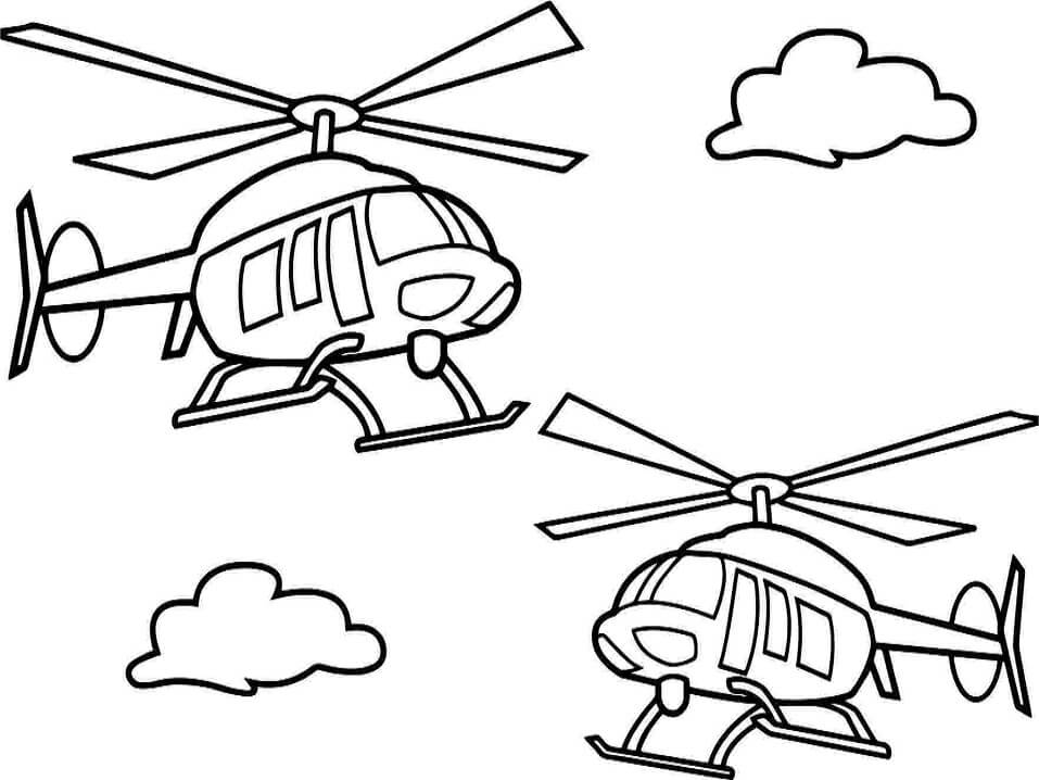 Dos Helicópteros Volando