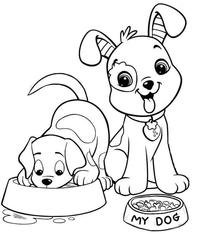 Dos Lindos Perros Comiendo
