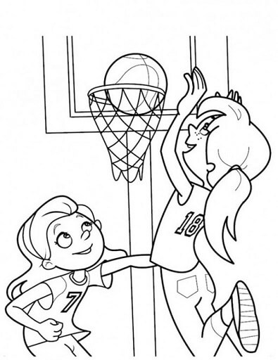 Dos Niñas Jugando Baloncesto