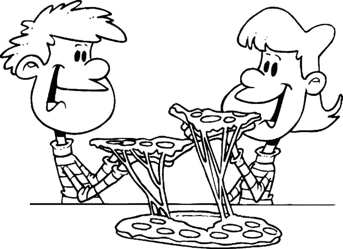 Dos Niños Comiendo Pizza
