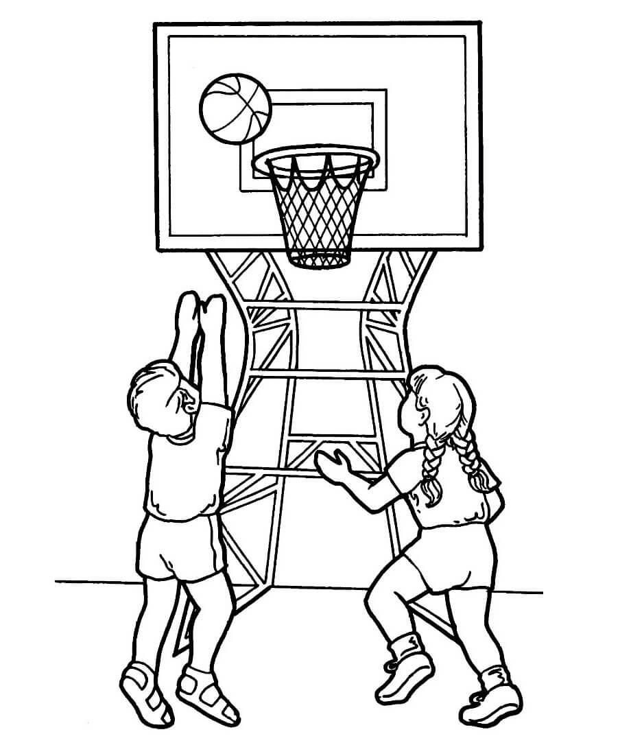 Dos niños Jugando al Baloncesto