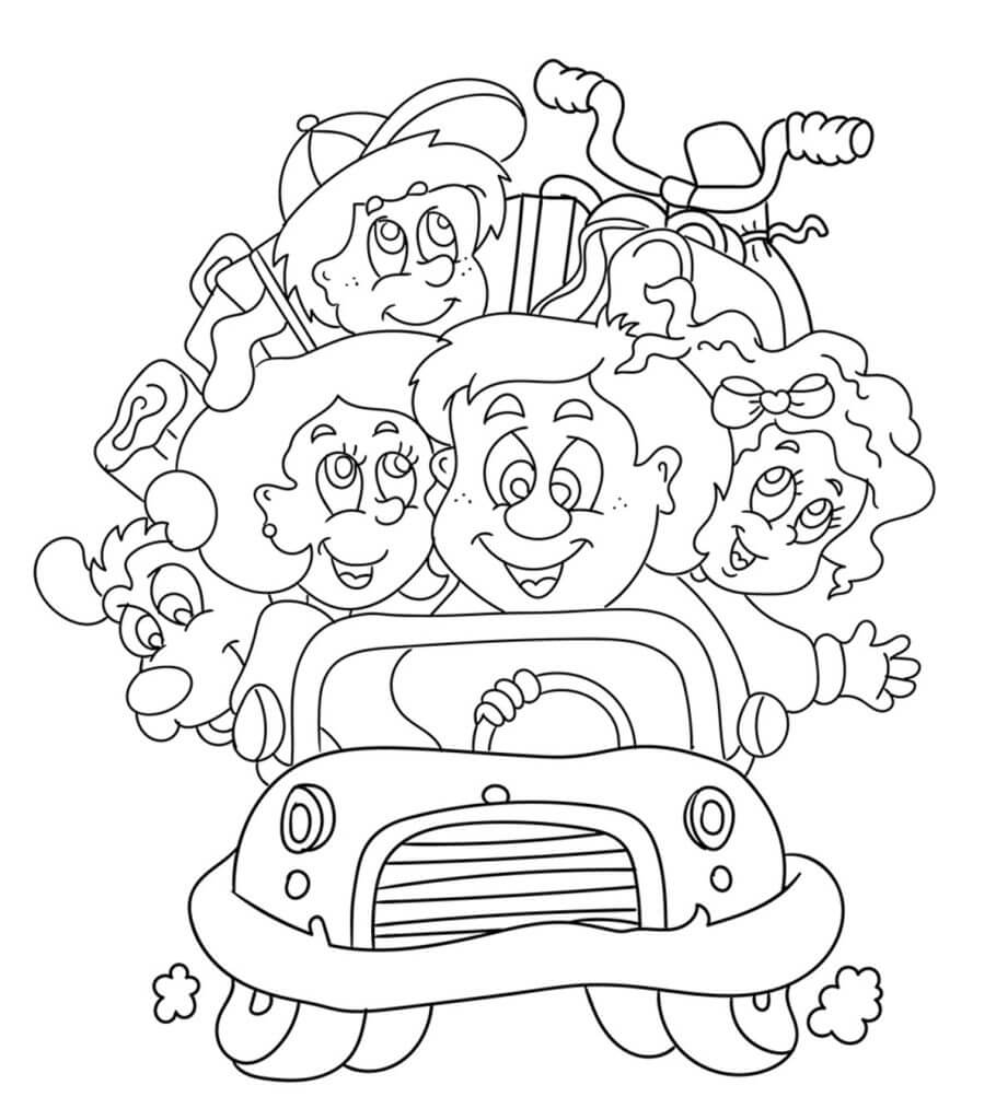 Familia Divertido en Coche