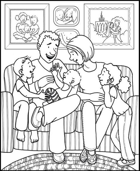 Familia en la Sala de Estar