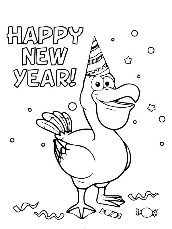 Feliz Año Nuevo Con Diseño de Pollo