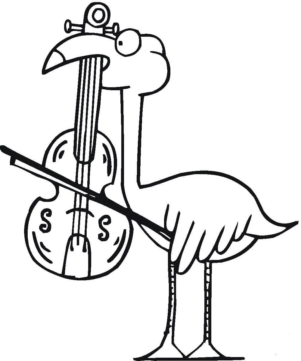 Flamingo Tocando el Violín