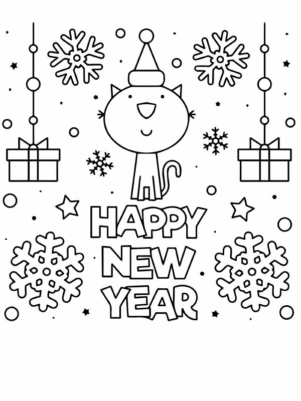 Gata Feliz Año Nuevo