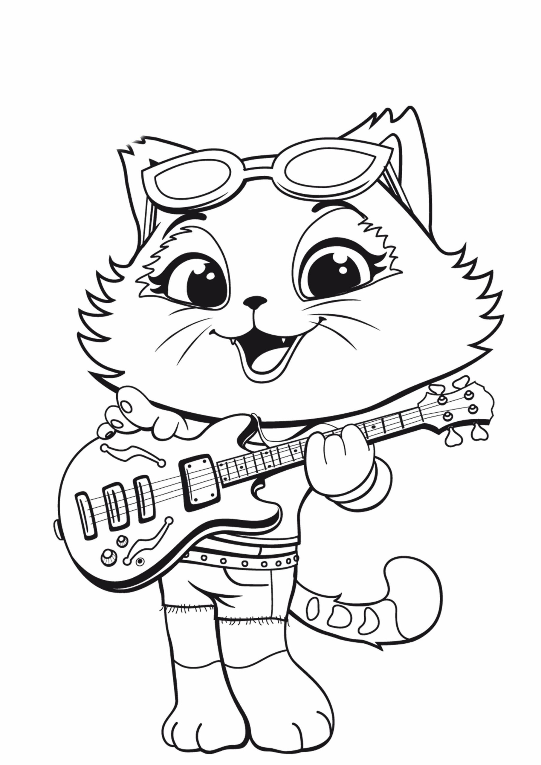Gato Fresco Tocando la Guitarra