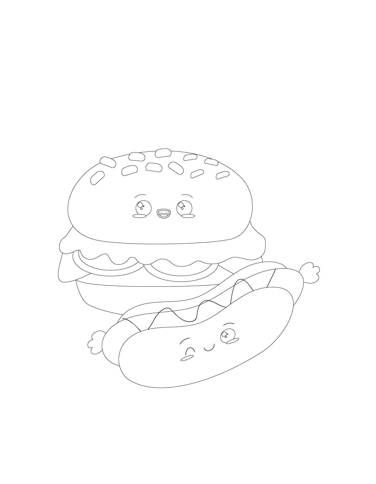Hamburguesa Chibi y Perrito Caliente Chibi