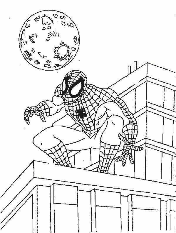 Hombre Araña en la Ciudad con Luna