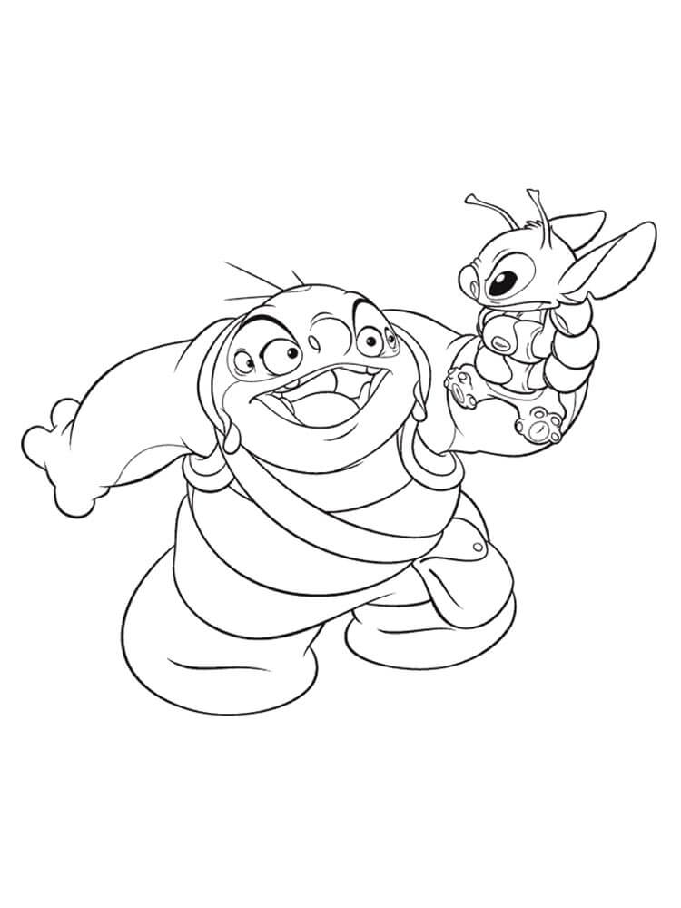 Jumba Jookiba sosteniendo a Stitch
