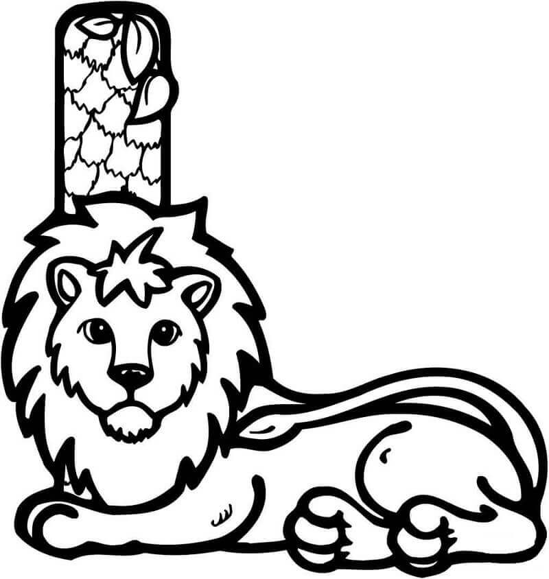 Letra L León Sentado