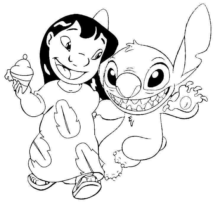 Lilo sosteniendo Helado y Stitch