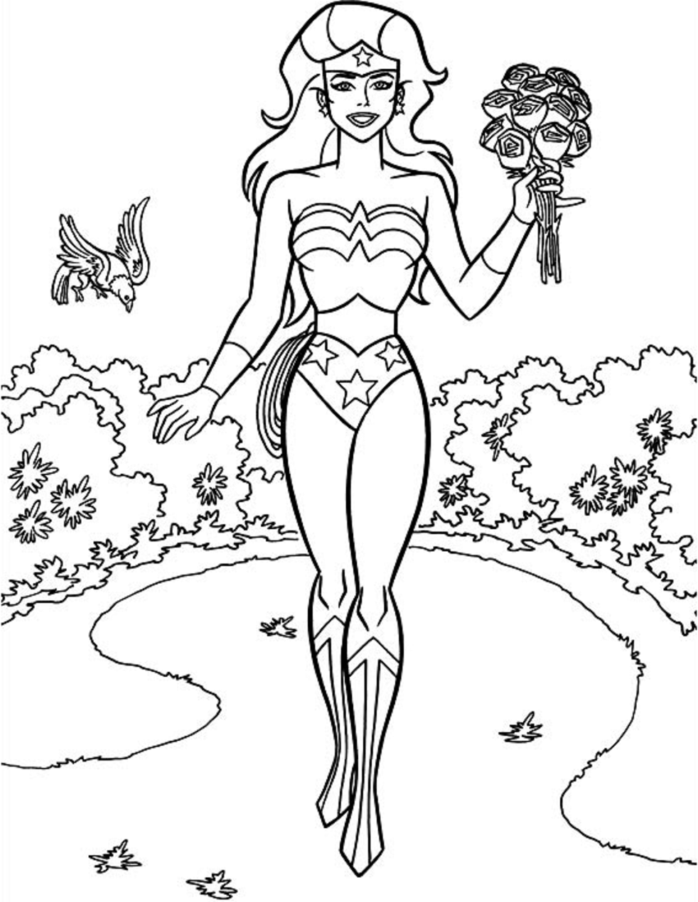 Mujer Maravilla Con Flores