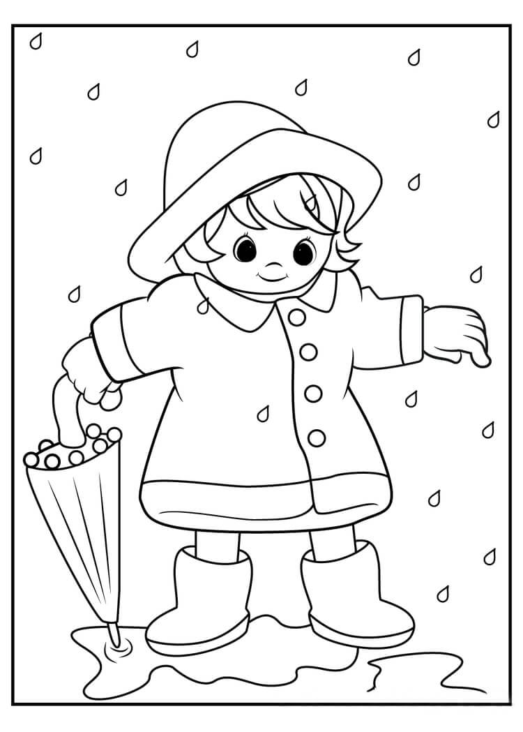 Niña Sonriente, Tenencia, Paraguas, en Invierno