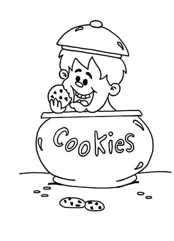 Niño Comiendo Galleta en Tarro de Galletas