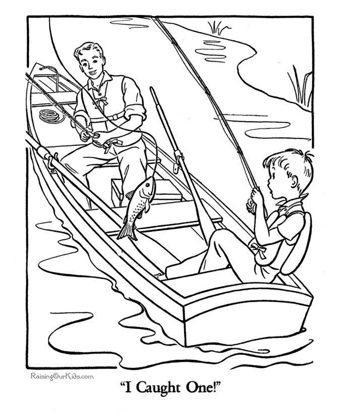 Padre E Hijo Están Pescando