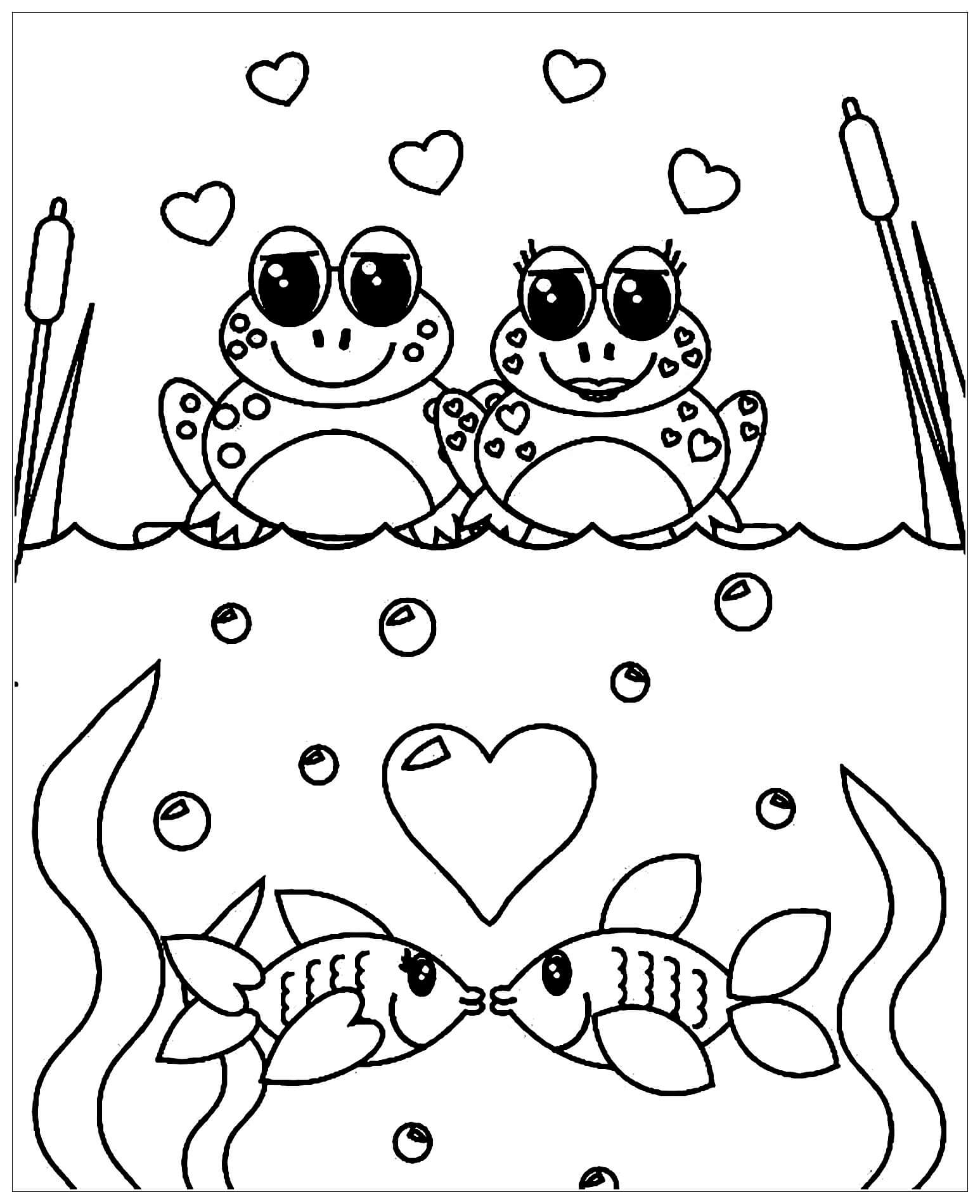 Pareja de Ranas y Pareja de Peces