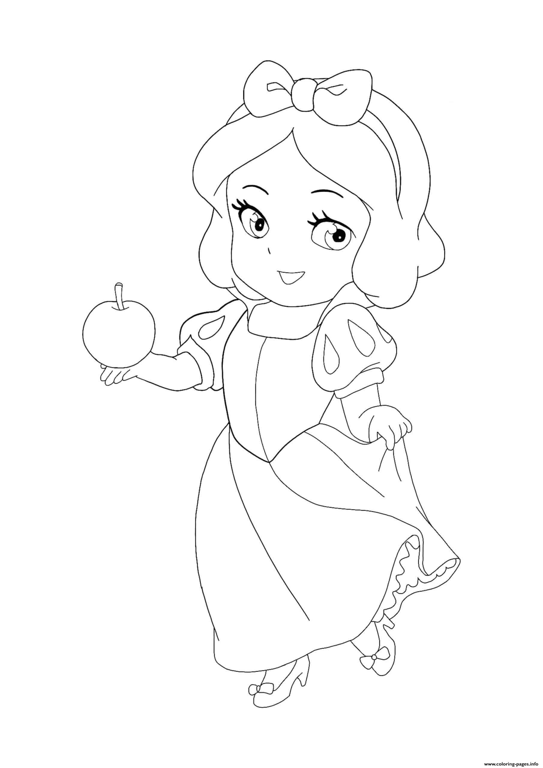 Pequeña Blancanieves Sosteniendo Manzana