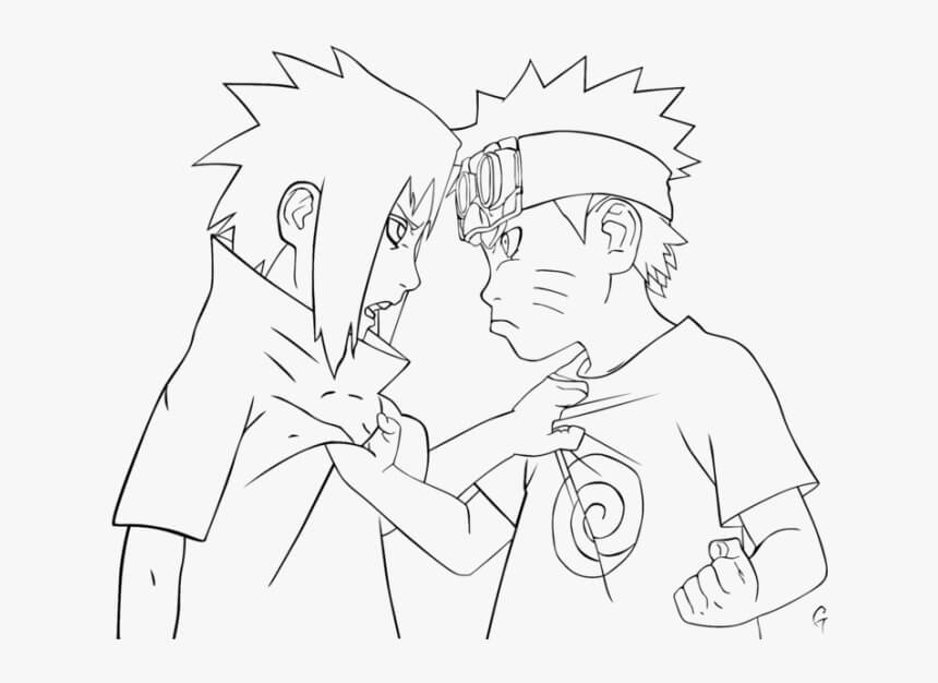 Pequeño Sasuke y Naruto Enojados