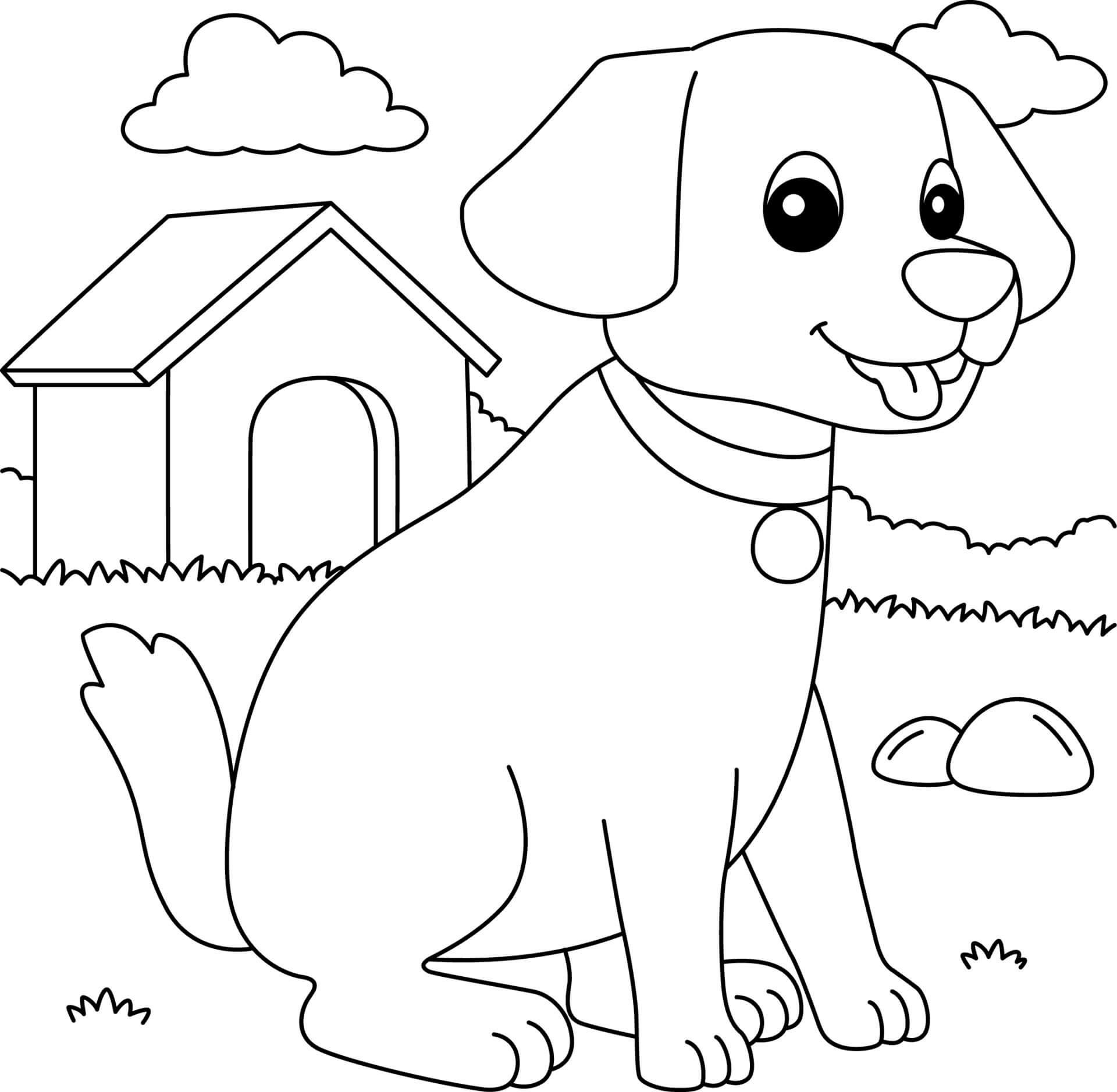 Perro Mascota con Casa de Perro