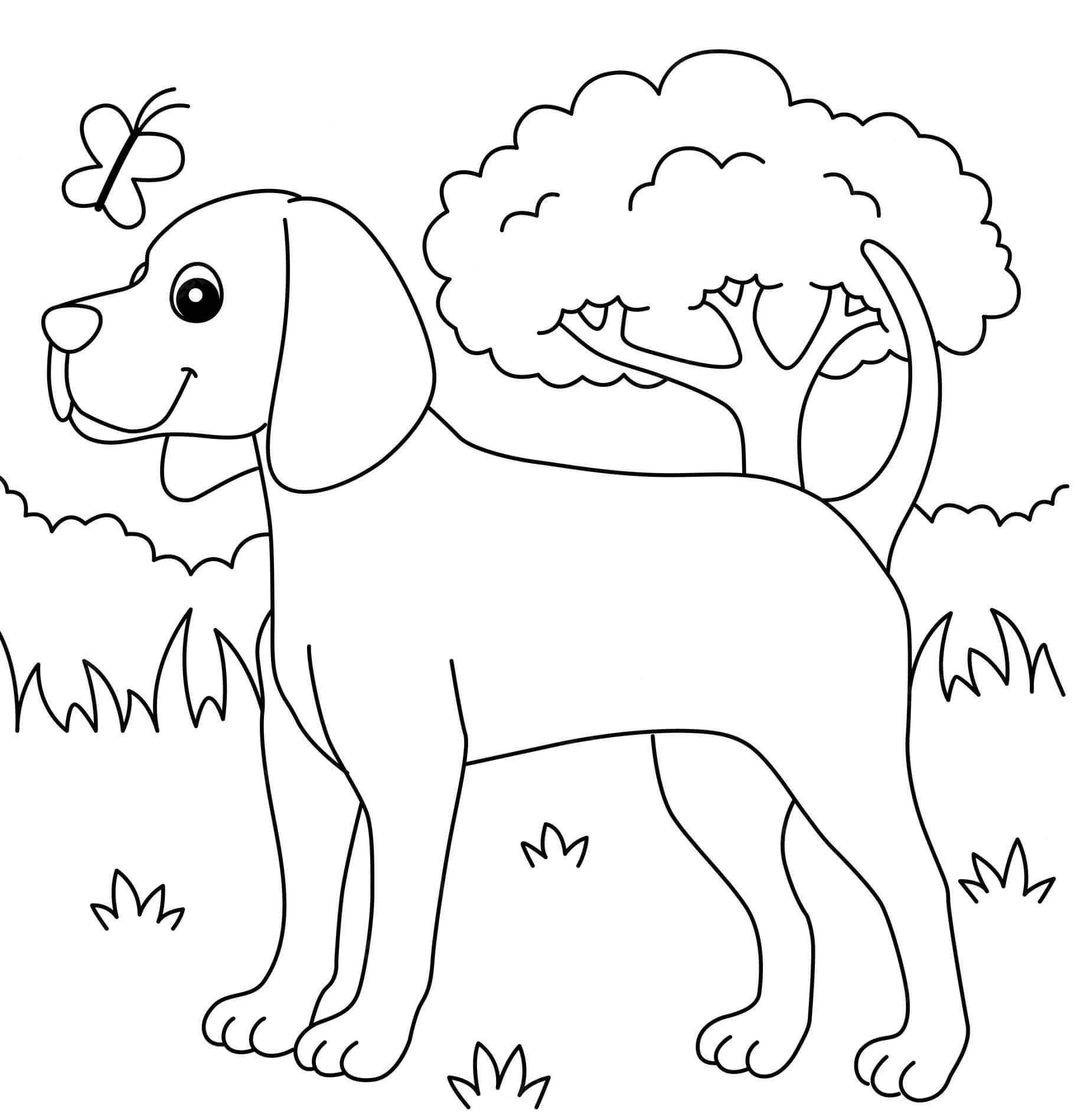 Perro Sonriente con Mariposa