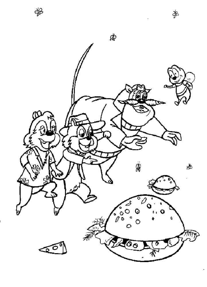 Personajes de Dibujos Animados con Hamburguesa