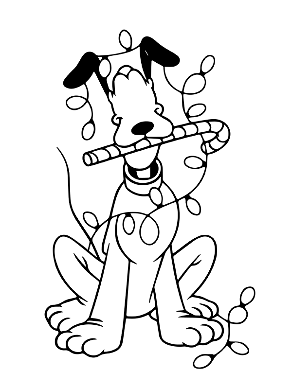 Pluto Sosteniendo un Caramelo Navidad