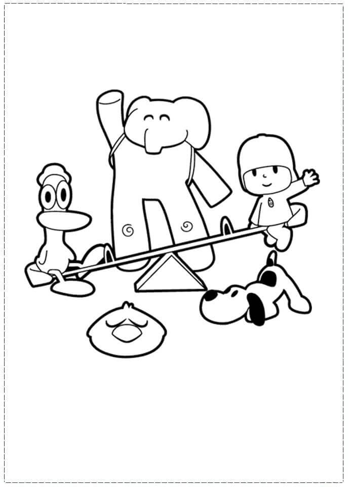 Pocoyo y amigos Jugando Balancín