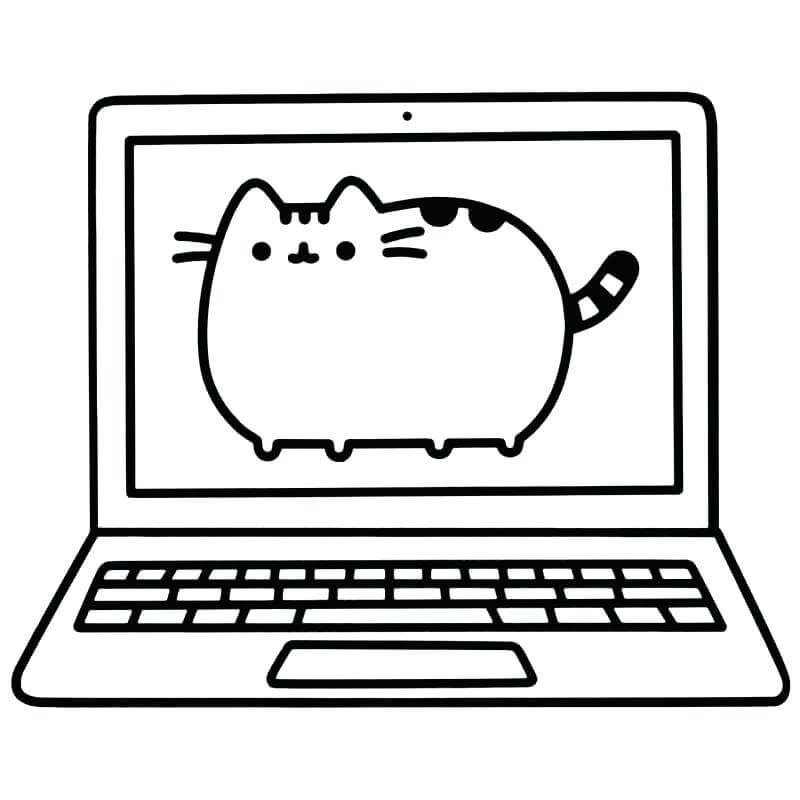 Pusheen en la Computadora Portátil