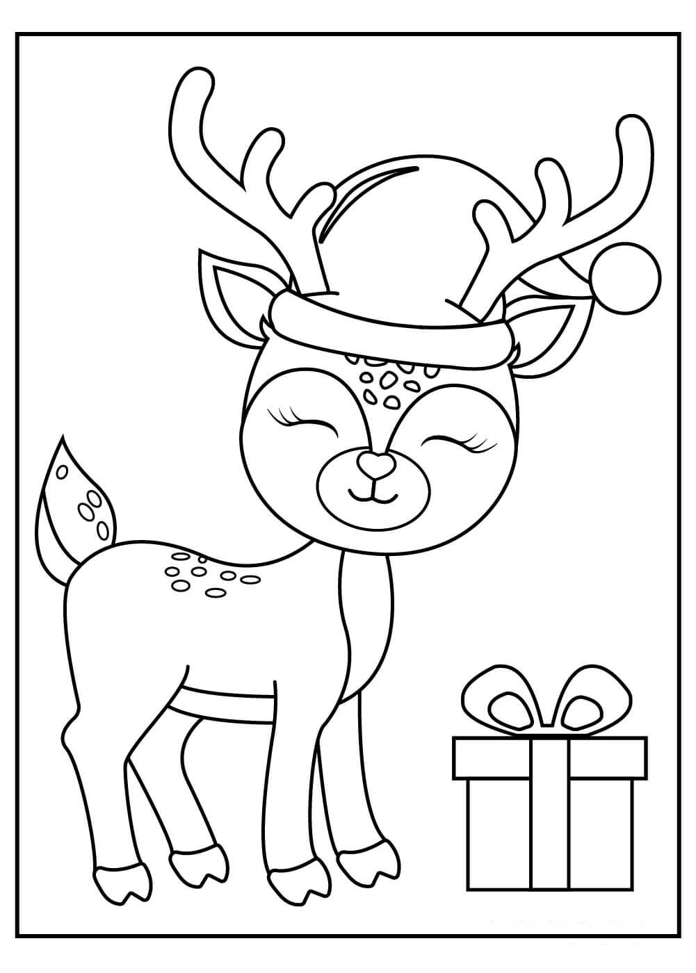 Reno de Navidad y Caja de Regalo