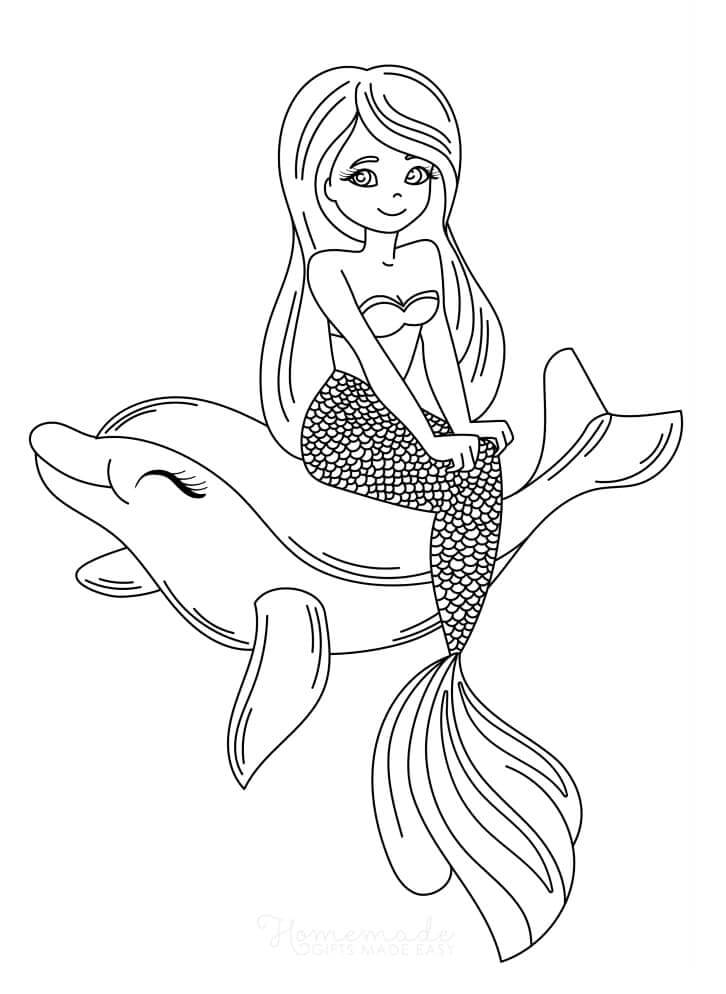 Sirena Sentada sobre Delfines