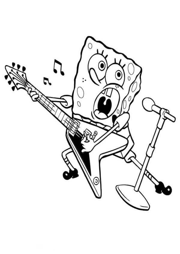 Sponge Bob está Tocando la Guitarra y Canta