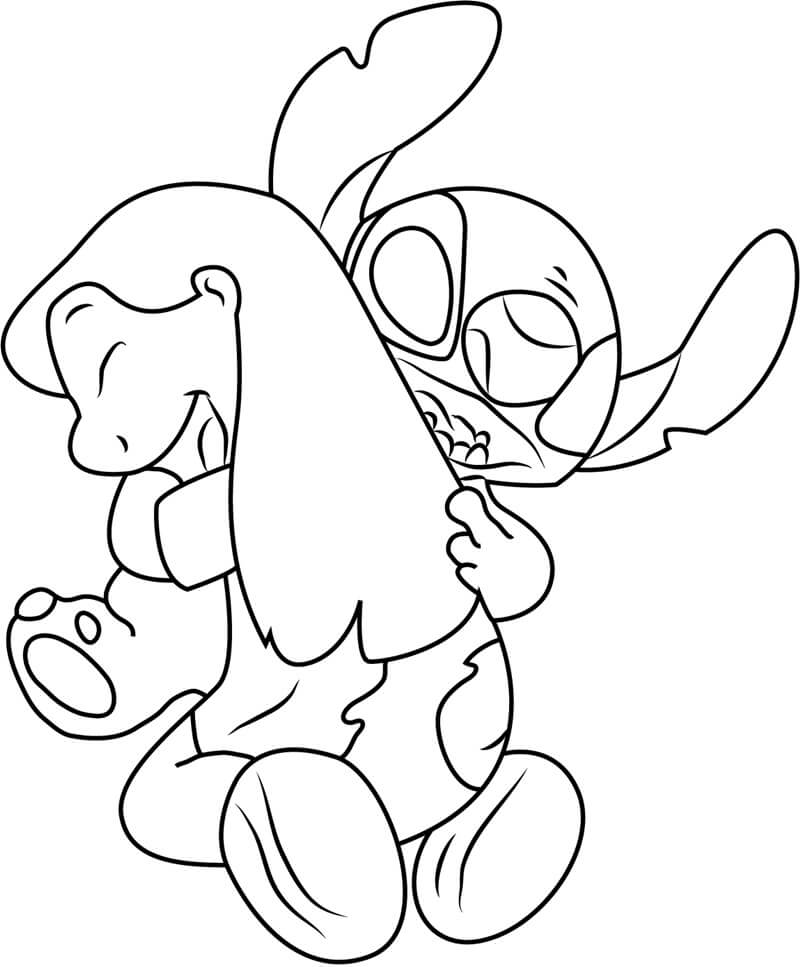 Stitch abrazando a Lilo