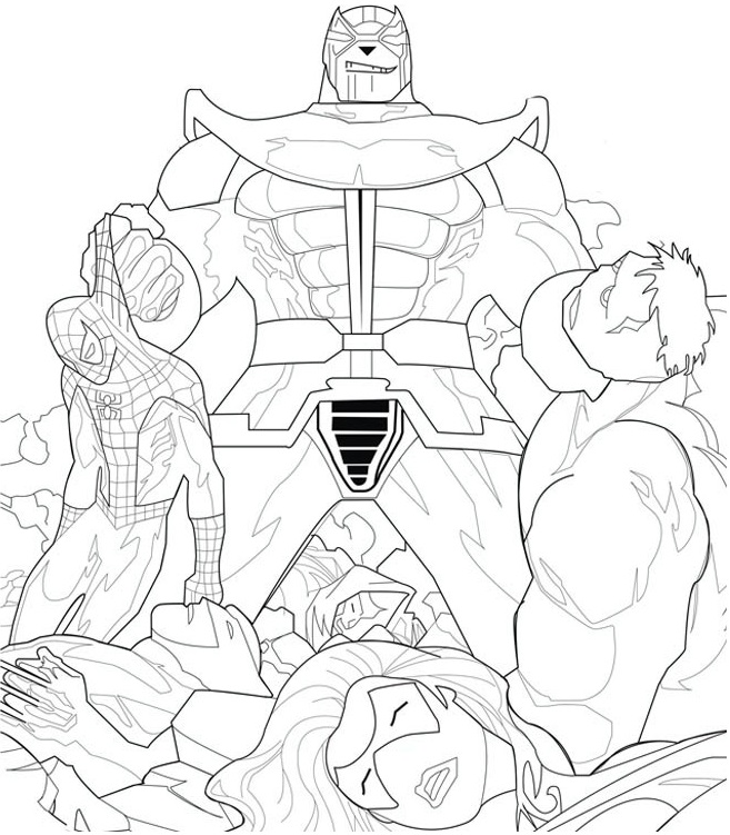 Thanos Destruyendo A Los Vengadores