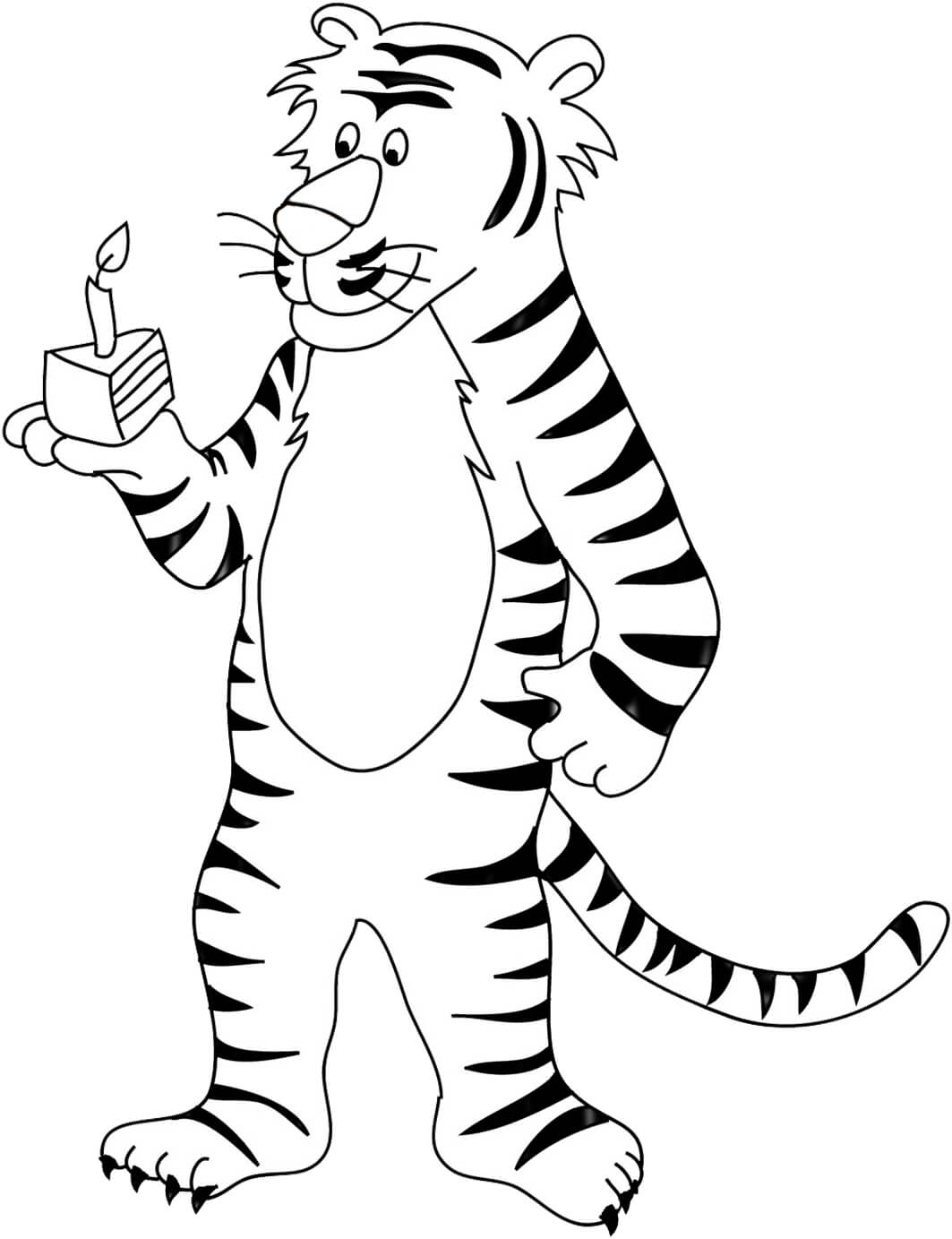 Tigre de Dibujos Animados en Feliz Cumpleaños